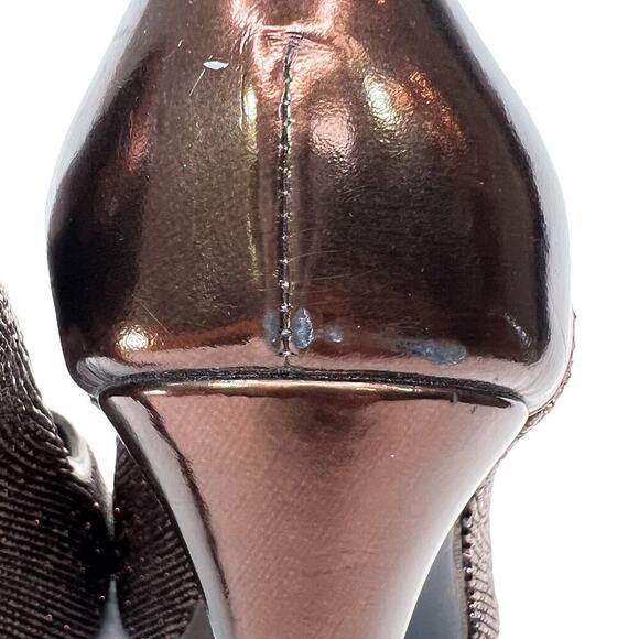 Vintage Givenchy Peep Toe Pumps Brown Beaded Patent Leather Size 39 1/2 - Picture 8 of 8